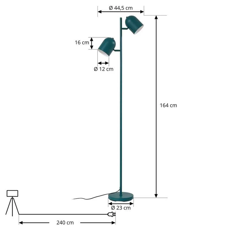 B-Ware Lindby Stehleuchte Lampe Isara grün 165 cm 2flg Metall E27