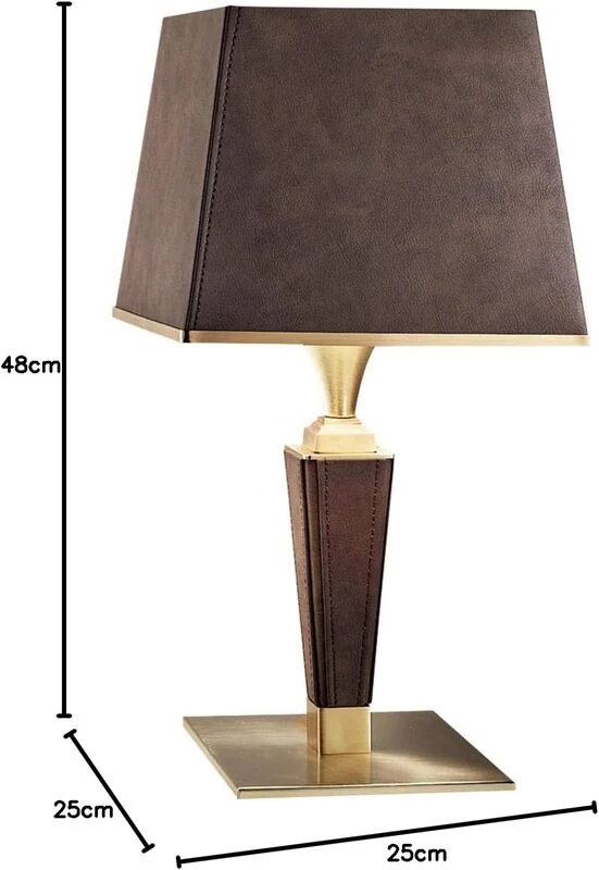 B-Ware Masiero Tischleuchte Lampe Darshan Lederbezug Wohnzimmer dunkelbraun gold