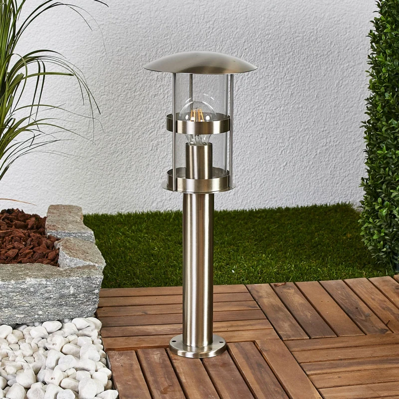 B-Ware Lindby Noemi Edelstahl-Sockellampe Wegeleuchte Gartenlampe Lampe E27 edelstahl