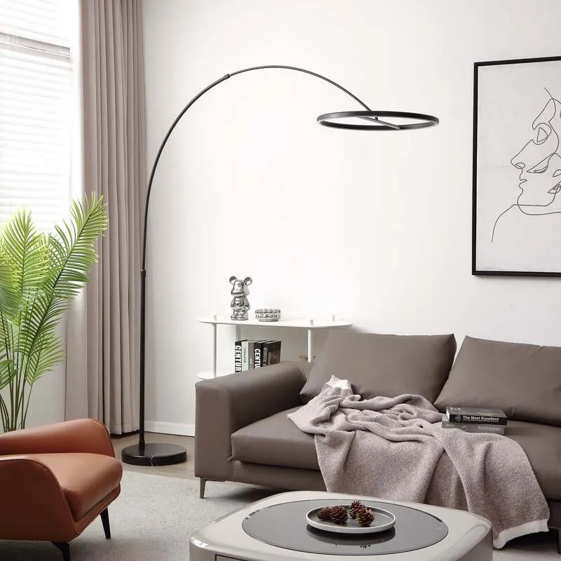 B-Ware Lucande Stehlampe Bogenlampe LED Virvera schwarz Metall Wohnzimmerlampe
