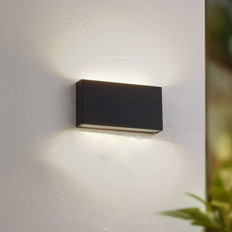 B-Ware Lindby LED Außenwandlampe Leuchte Jarte schwarz Metall IP54 3 STÜCK