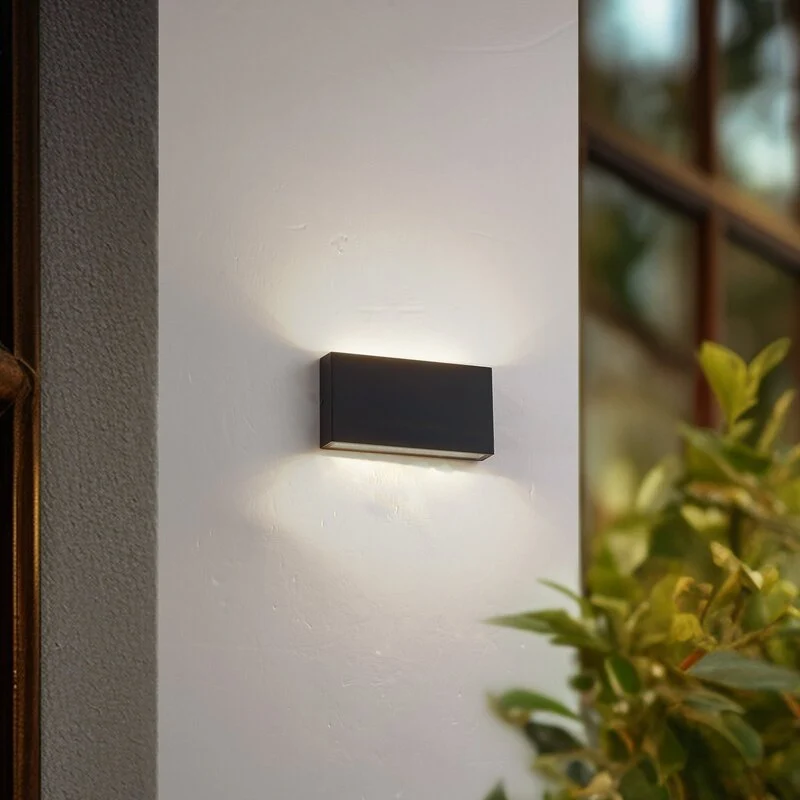 B-Ware Lindby LED Außenwandlampe Leuchte Jarte Lampe Metall schwarz IP54 2 STÜCK