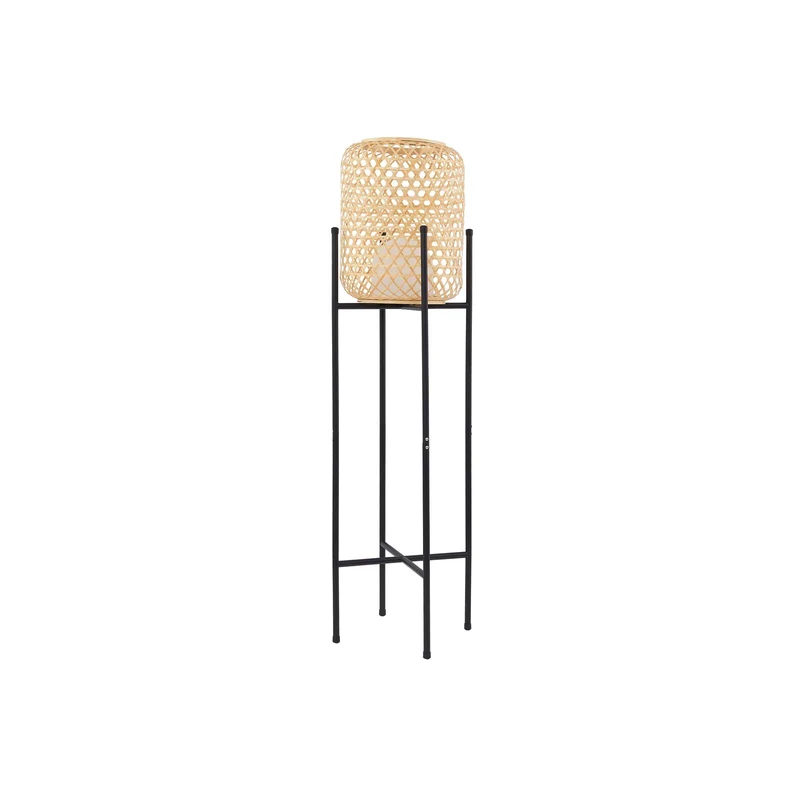 B-Ware Lucande Stehleuchte Standlampe LED Akku Adebi Bambus Schwarz Dimmfunktion Outdoo