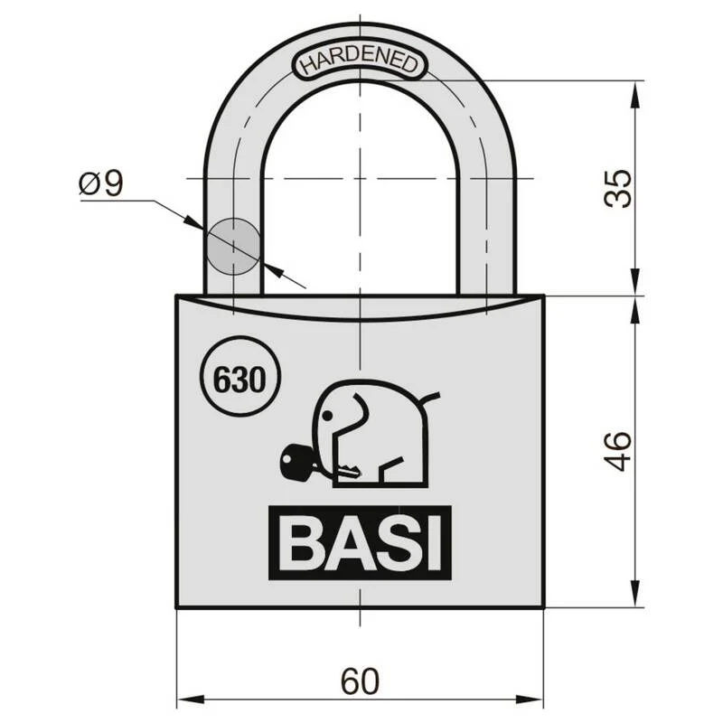 B-Ware Basi Vorhängeschloss 60mm Schlüsselschloss gleichschließend Alu 2 Schlüssel