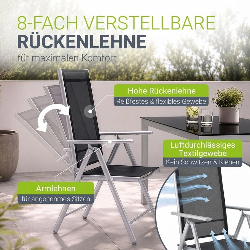 B-Ware Gartengarnitur Milano Gartenset 7-teilig Aluminium Tischgruppe UV-beständig
