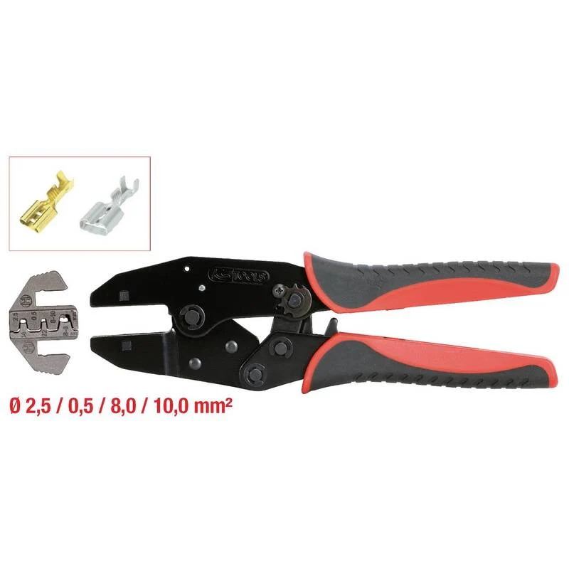 B-Ware KS Tools Crimpzange Quetschverbinder 2.5 bis 10 mm² inkl. Crimpeinsätzen Stahl