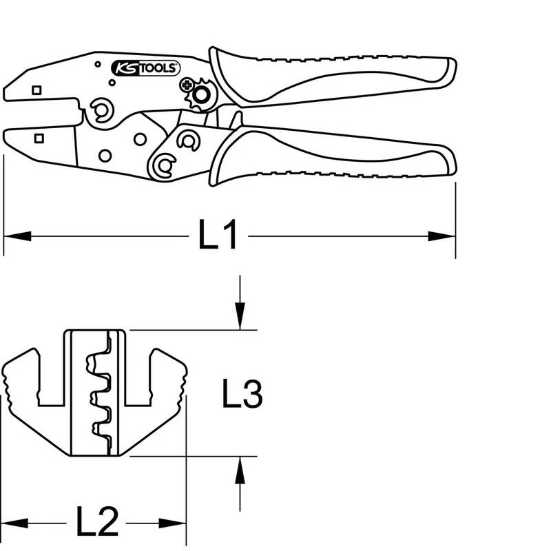 B-Ware KS Tools Crimpzange Quetschverbinder 2.5 bis 10 mm² inkl. Crimpeinsätzen Stahl
