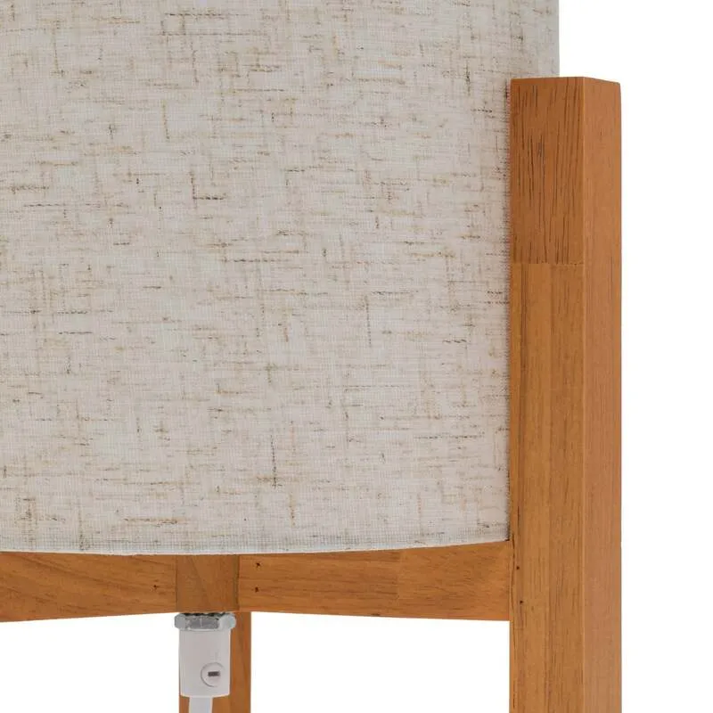 B-Ware Näve Tischleuchte 3193 Tischlampe Tischlicht Leuchte Holz Leinentextil Höhe 32cm