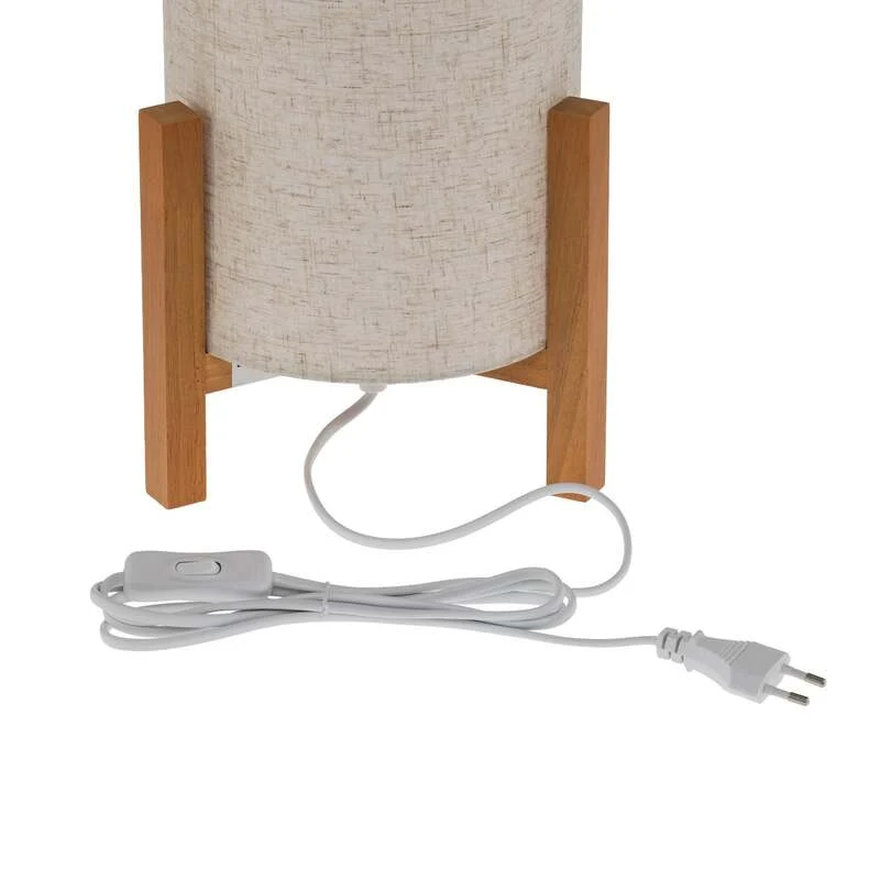 B-Ware Näve Tischleuchte 3193 Tischlampe Tischlicht Leuchte Holz Leinentextil Höhe 32cm
