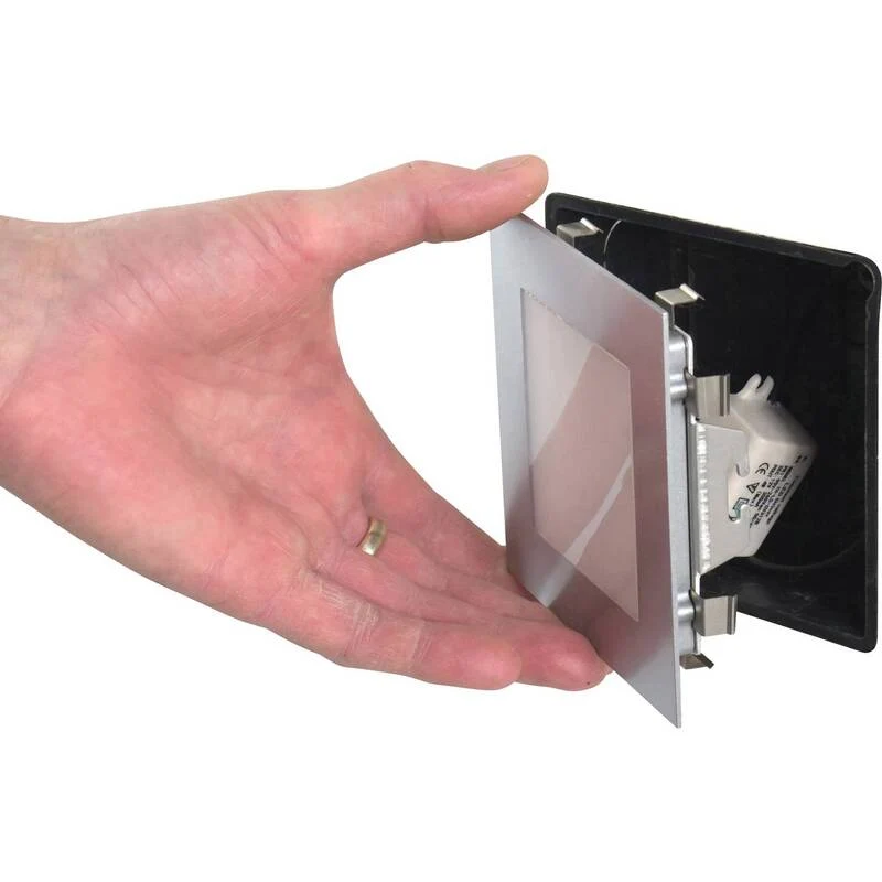 B-Ware Heitronic Einbauleuchte LED 3.5W warmweiß quadratisch Edelstahl 2700K IP20 95lm