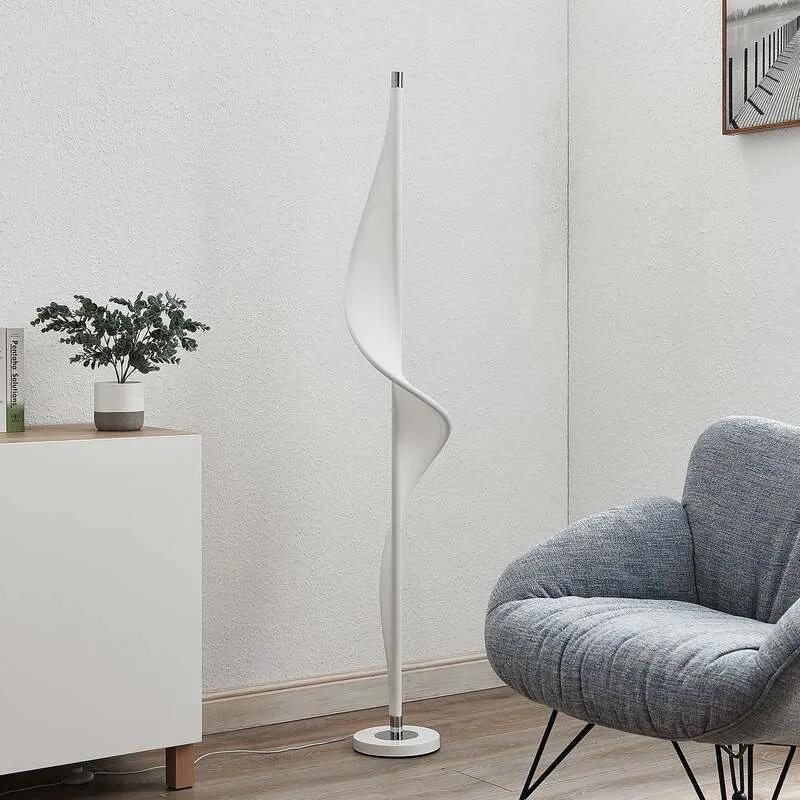 B-Ware Lucande Stehlampe Edano LED dimmbar Lampe Leuchte Textil weiß 154cm hoch Licht
