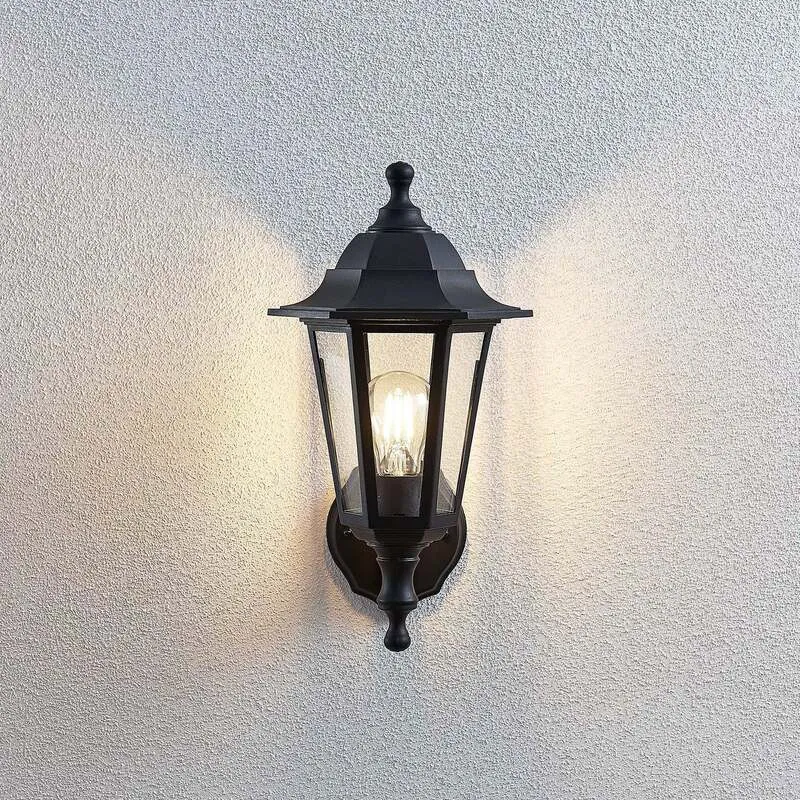 B-Ware Lindby Außenwandleuchte Nane in Laternenform Wandleuchte Wandleuchte schwarz