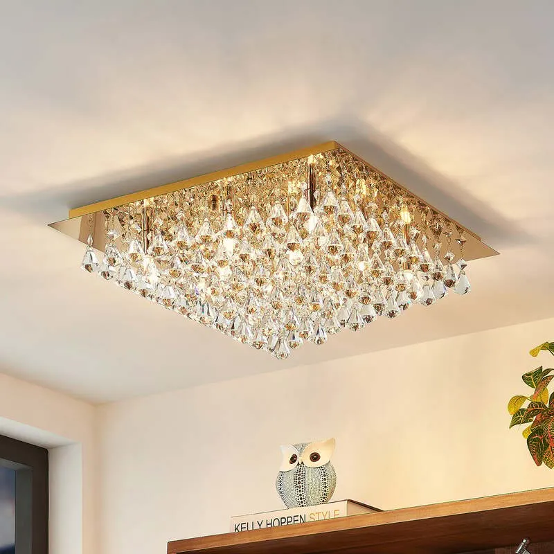 B-Ware Lindby Rimedia Kristall Deckenleuchte Deckenstrahler Gold 55 Cm Lampe Leuchte