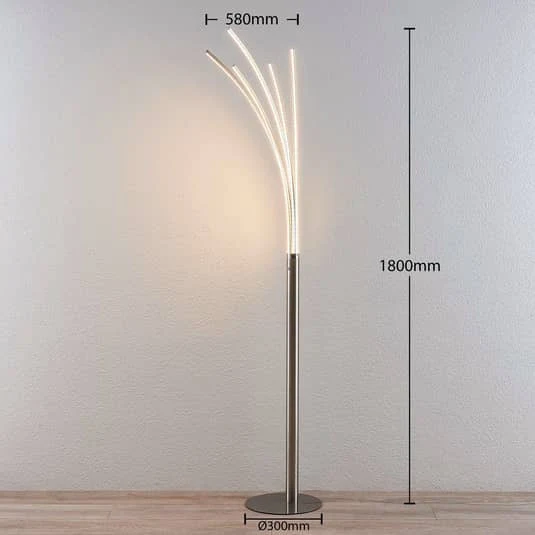 B-Ware Lindby Stehleuchte Standleuchte LED Boba Metall nickel matt warmweiß 185 cm