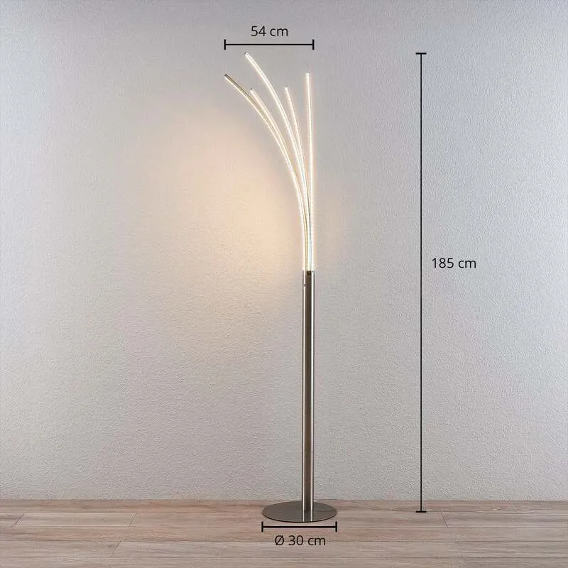 B-Ware Lindby Stehleuchte Standleuchte LED Boba Metall nickel matt warmweiß 185 cm