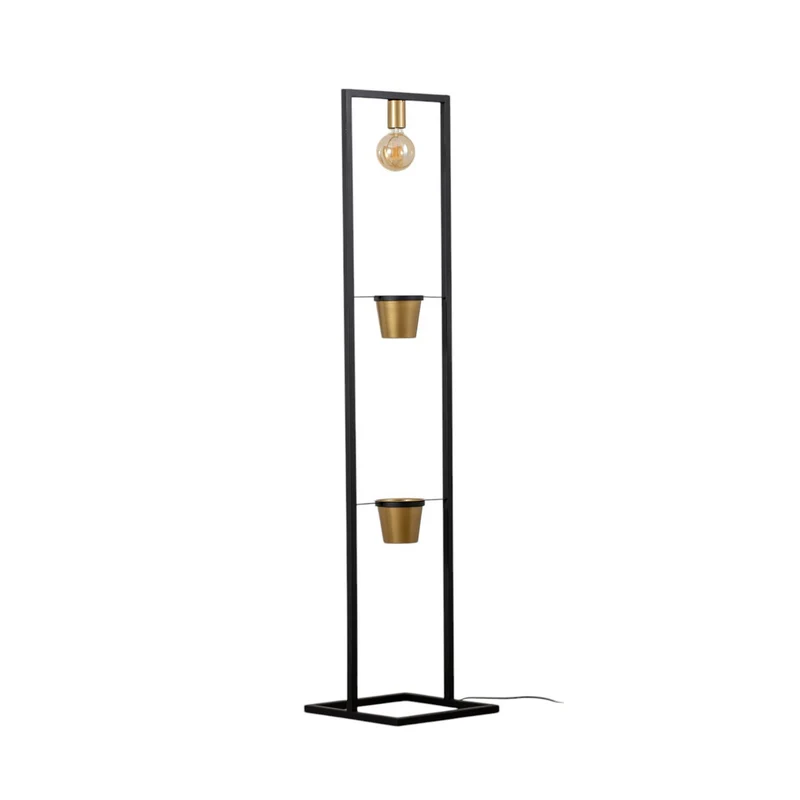 B-Ware Stehleuchte Flores Stehlampe Standleuchte Leuchte 1-flammig schwarz/gold Stahl