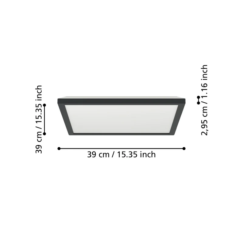 B-Ware EGLO connect Deckenlampe Rovito-Z LED App dimmbar schwarz RGB CCT 39x39cm IP44