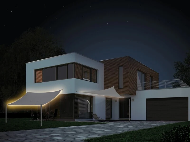 B-Ware LED Sonnensegel Belvedere Dreieckig Garten Sonnenschutz grau 360x360cm
