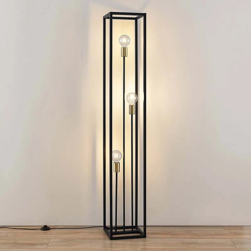 B-Ware Lindby Stehlampe Stehleuchte Tiliane LED Lampe 3-flammig schwarz 153cm hoch