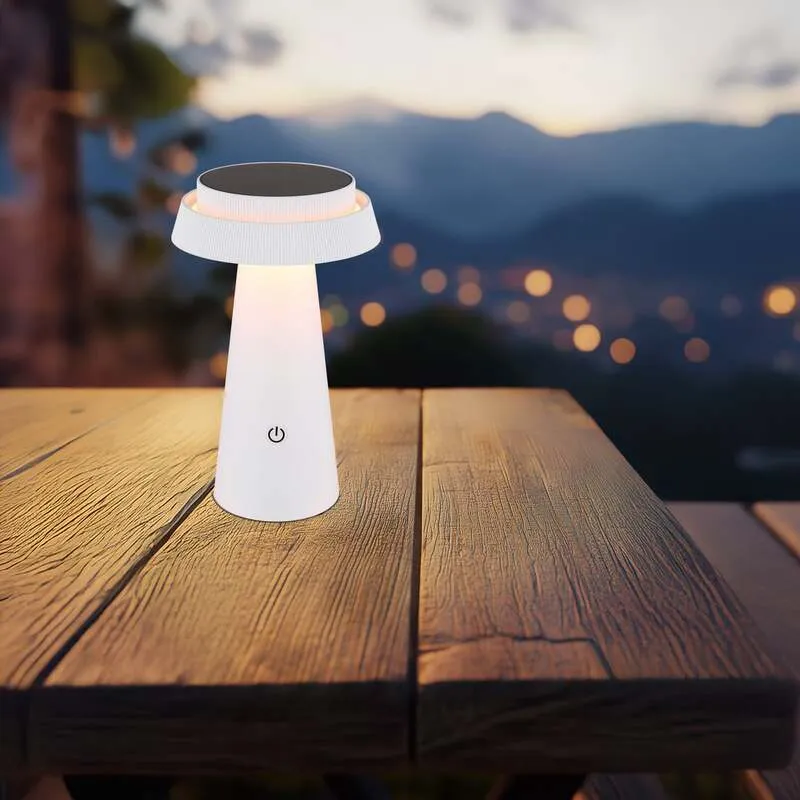 B-Ware Globo Tischleuchte LED dimmbar Akku CCT IP54 Solar Leuchte weiß 23cm hoch