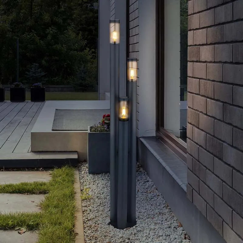 B-Ware Globo Mastleuchte Stehleuchte Boston 3-flammig LED dimmbar anthrazit 170cm