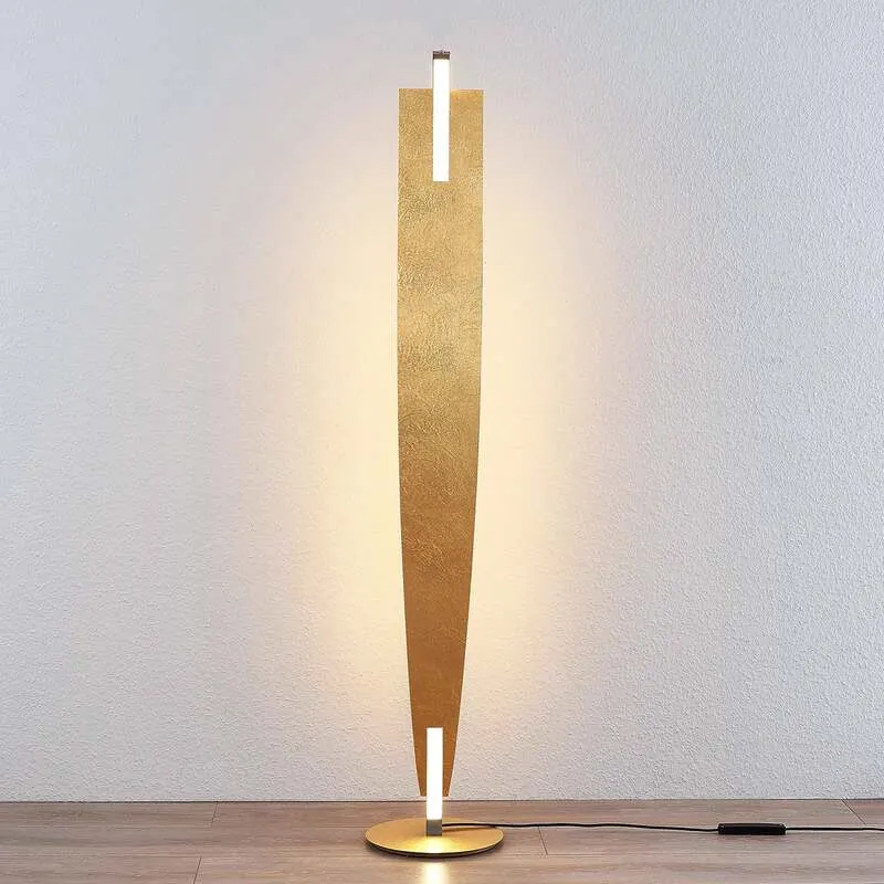 B-Ware Lucande Stehleuchte Lampe Marija LED dimmbar goldfarben 140cm warmweiß 3000K
