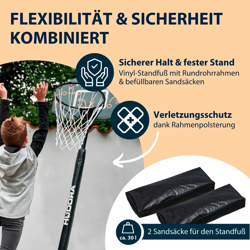 B-Ware Basketballständer HUDORA Playoff 205 höhenverstellbar ab 4 Jahren 157-205 cm