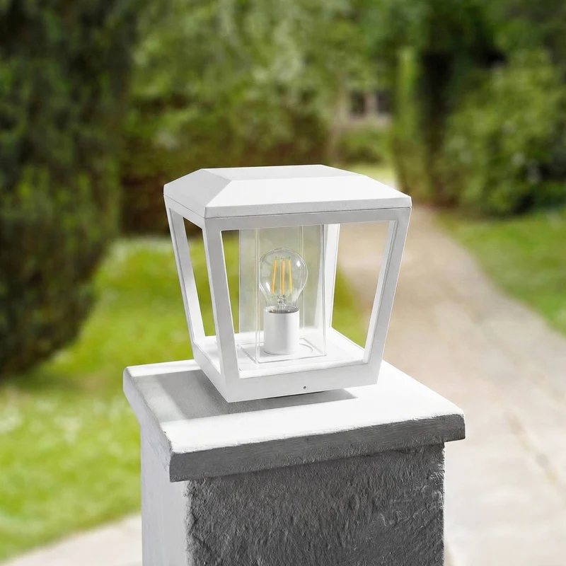 B-Ware Lucande Sockelleuchte Dunia LED Gartenlampe Außenleuchte dimmbar weiß IP54 24cm