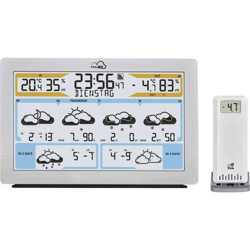 B-Ware TFA WLAN Wetterstation ID-02 35.8 Silber digital 6 Tage Vorhersage 5 Sensoren