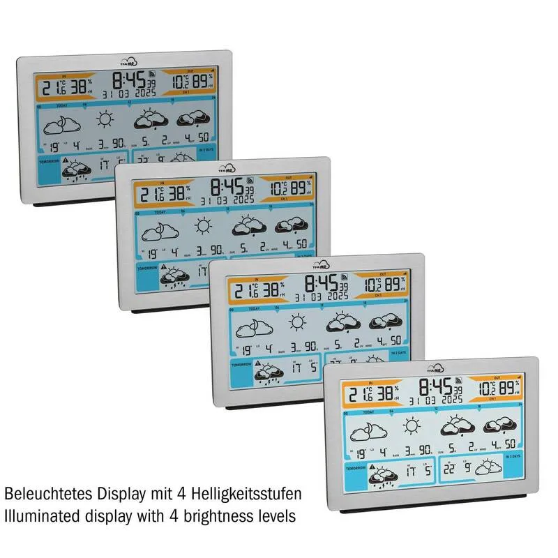 B-Ware TFA WLAN Wetterstation ID-02 35.8 Silber digital 6 Tage Vorhersage 5 Sensoren