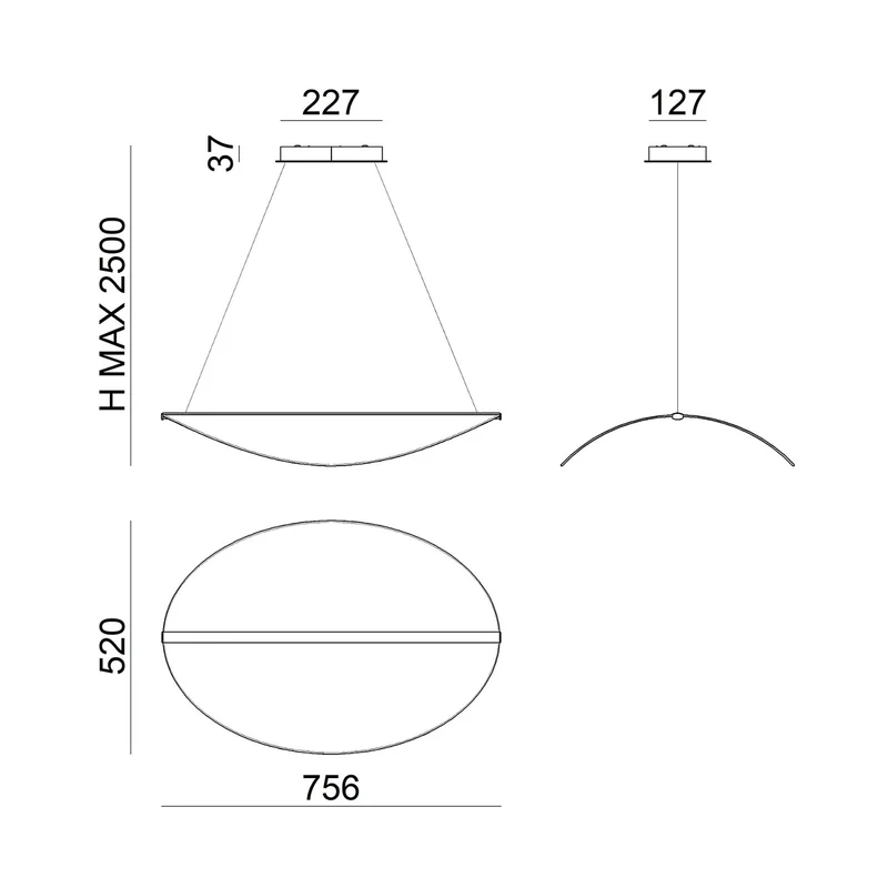 B-Ware Stilnovo LED-Hängeleuchte Diphy 76 cm DALI-dimmbar warmweiß 5239 lm