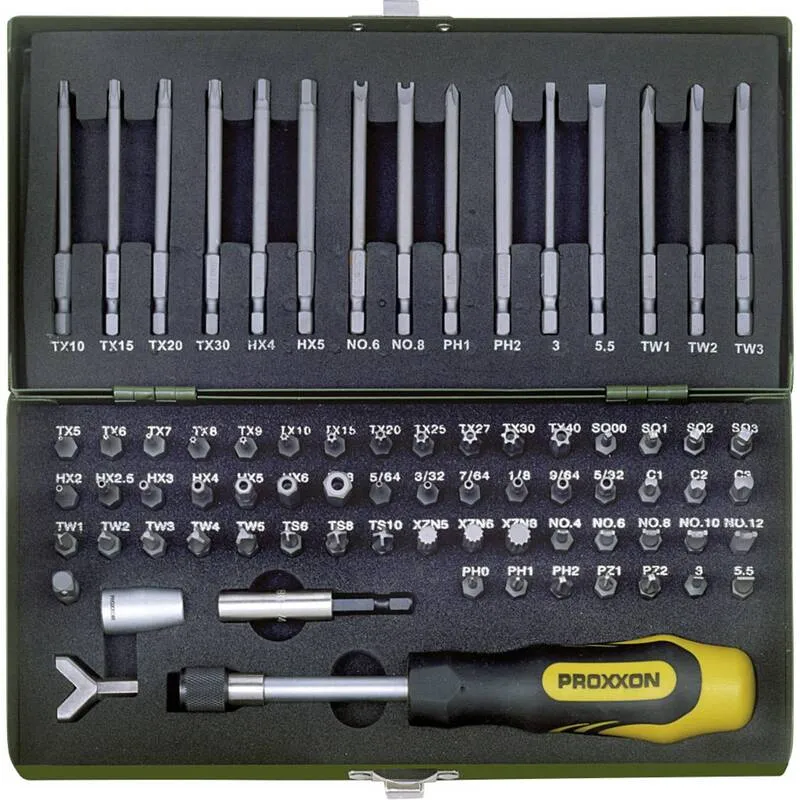B-Ware 75TLG PROXXON Schraubendreher-Bit-Set mit Magnethalter und Stahlkasten