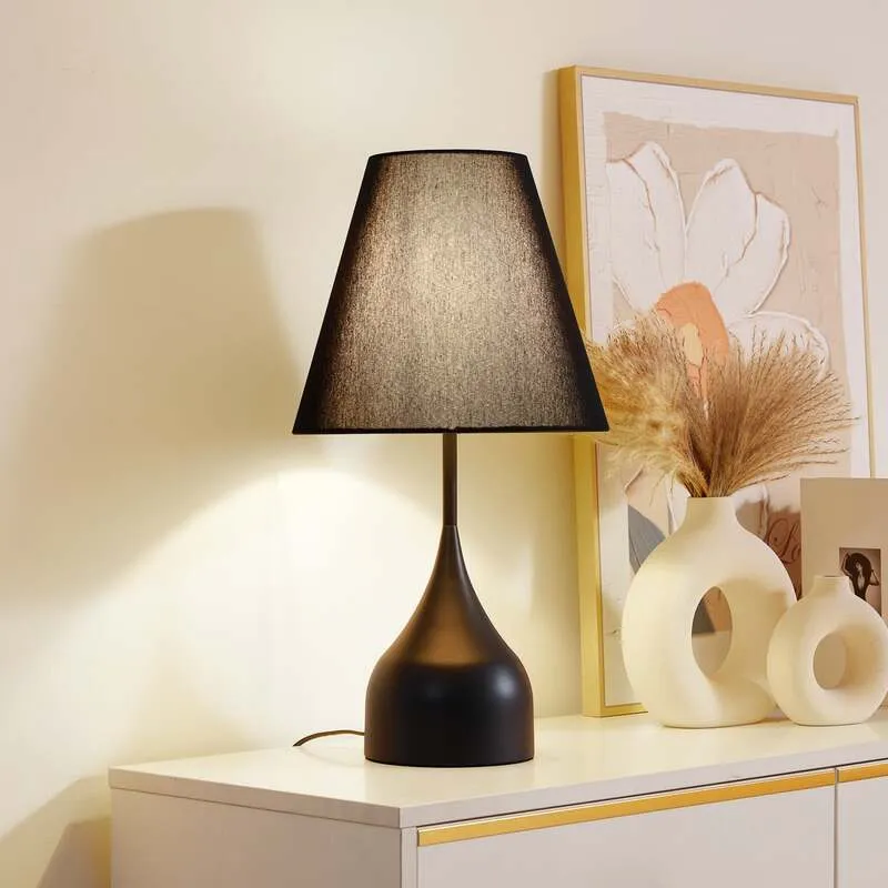 B-Ware Lucande Tischleuchte Luoti LED Lampe Tischlampe schwarz 57cm hoch Ø 30cm Lampe