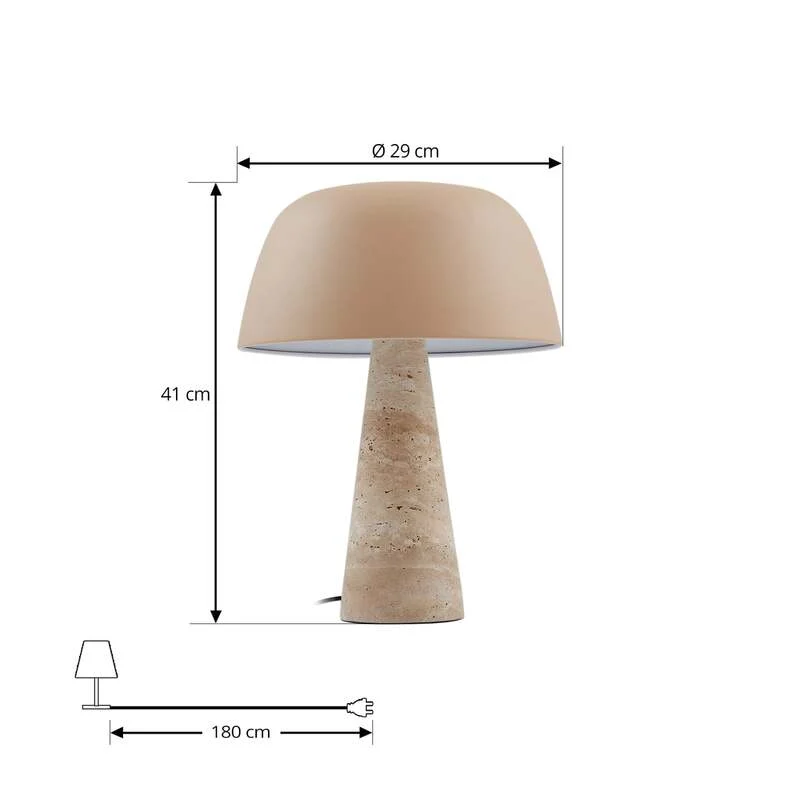 B-Ware Lindby Tischleuchte Magritt beige Metall Stein 41 cm E27 Schalter am Kabel