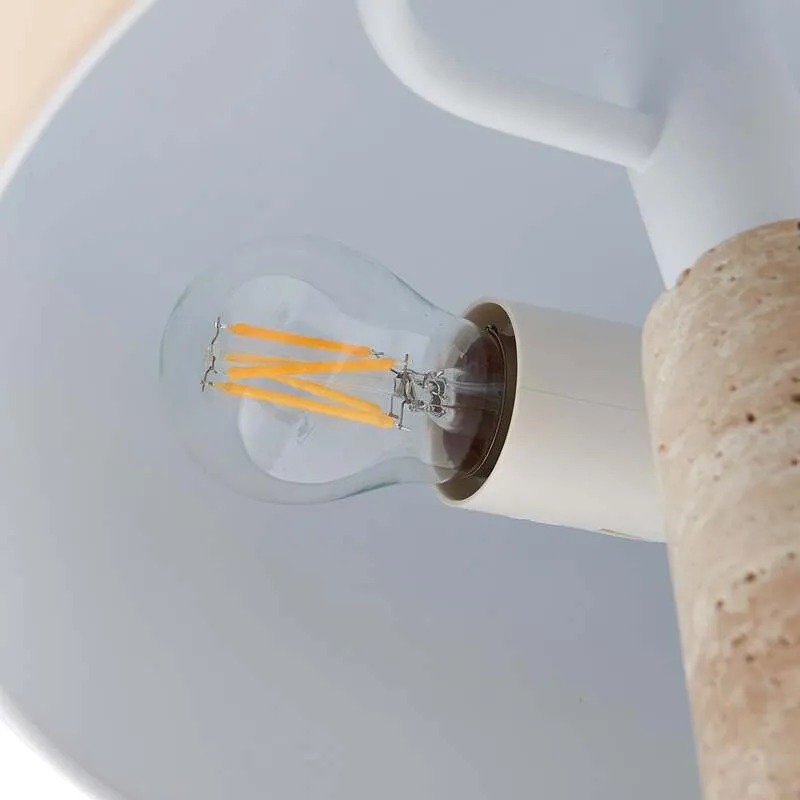 B-Ware Lindby Tischleuchte Magritt beige Metall Stein 41 cm E27 Schalter am Kabel